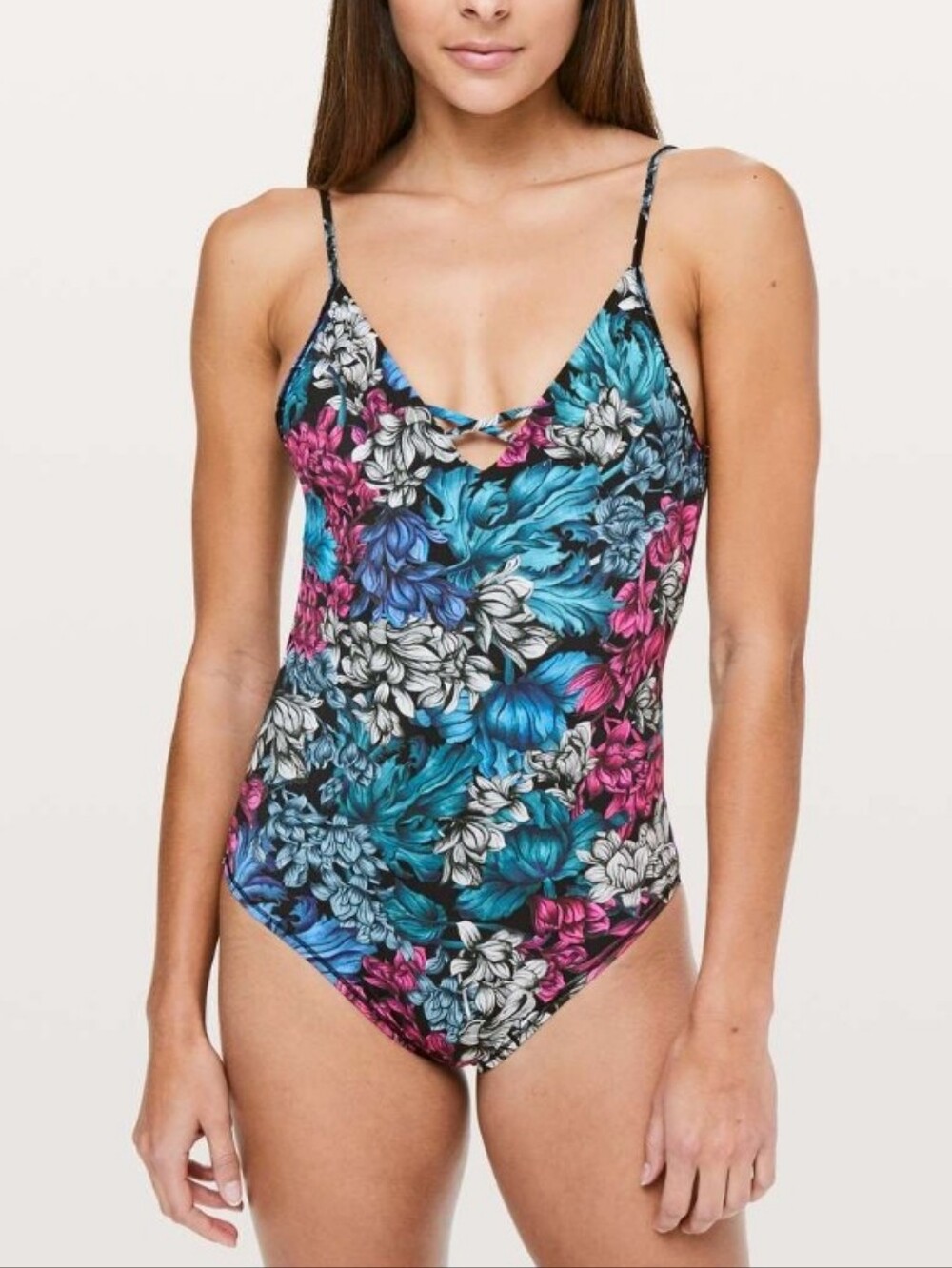 Lululemon Shoreline One Piece Swimsuit Sz 4 Nocturnal Floral Multi W2AYDS